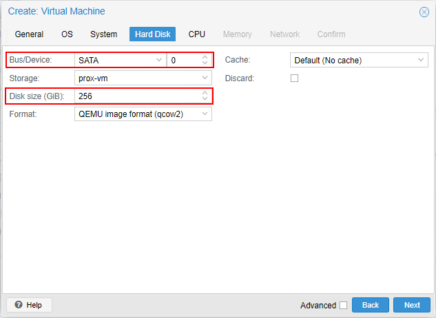 Disk settings