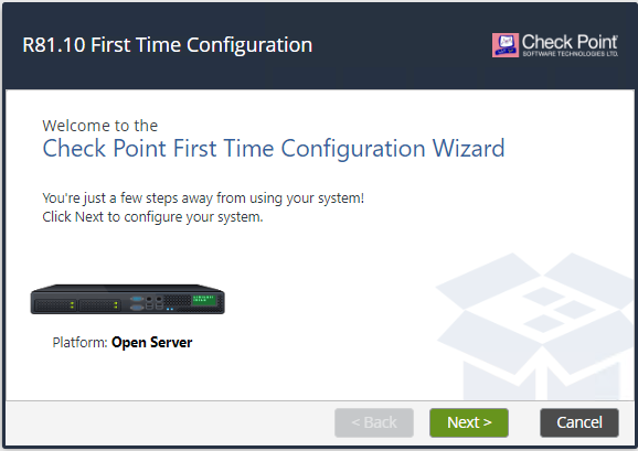 First Time Configuration Wizard