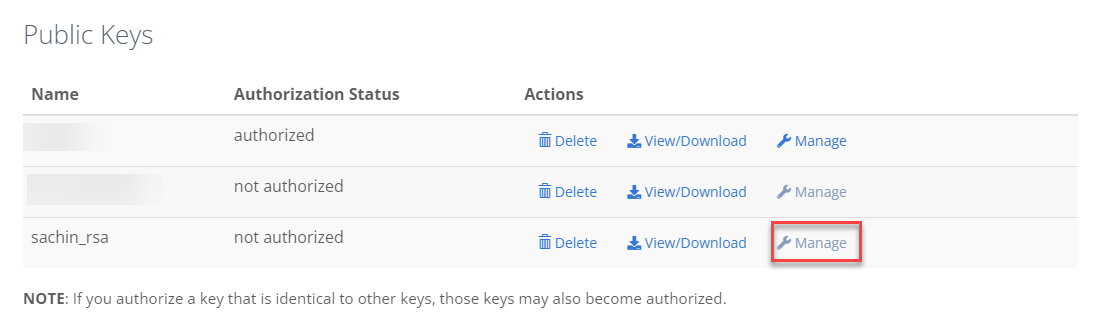 Manage the new key