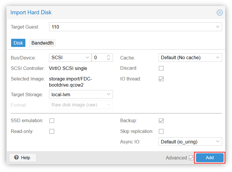Confirm imported drive settings