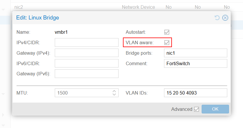 VLAN aware bridge
