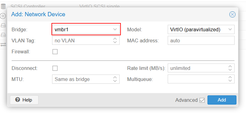 Select the bridge with VLANs