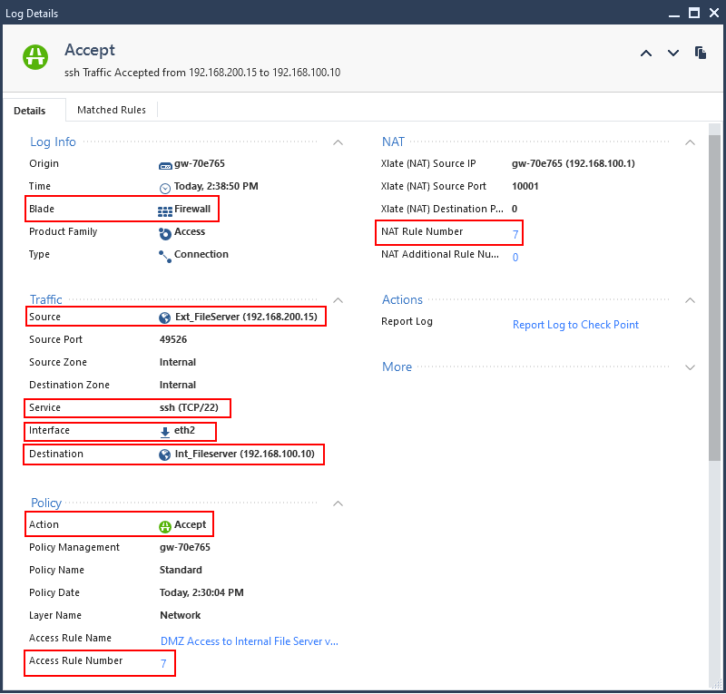 Log details