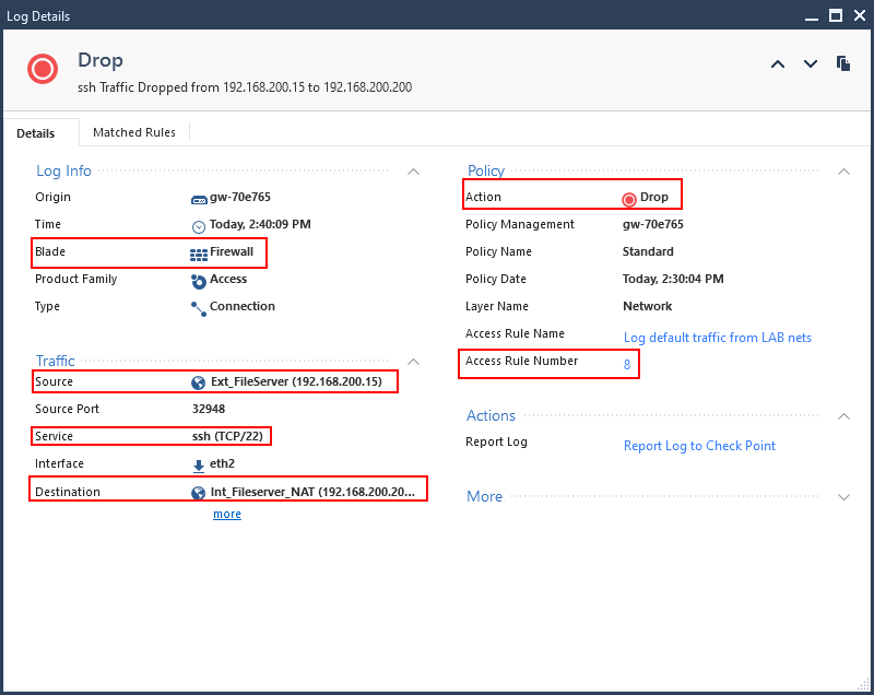 Logs details